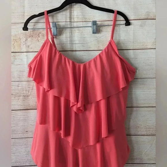 Magicsuit Size 14 Rita Tankini Swim Top Peach Triple Tiered Padded Bra Insert - Picture 3 of 12
